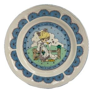 Precious Moments 7.5" Plate  Make A Joyful Noise Girl Goose Ceramic 1992 Enesco‎